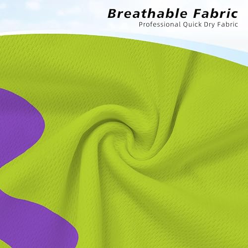 X-Large Green & Purple Leaves Men's Swim Shorts with Compression Liner & Zipper Pockets