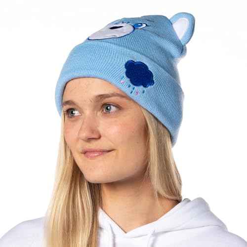 Care Bears Embroidered Face Belly Badges 3D Ears Cuff Knit Adult Beanie