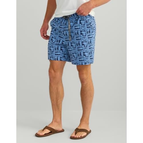 HUK Mens Creekbed Printed Water Shorts, Lightweight, Quick-Dry Swim Shorts