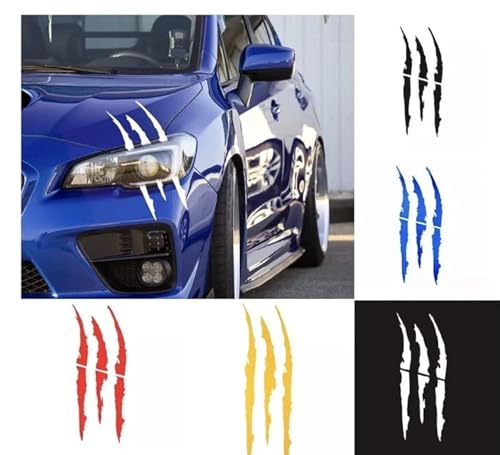 Car Reflective Monster Claw Scratch Marks Bumper Decal - Waterproof Red