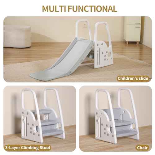3 in 1 Toddler Slide Large Play Climber PlaySet with Extra Long Slipping Slope Indoor Slide Kids Slide Toddler Playground Toddler Slide Outdoor Toys for Toddlers (White)