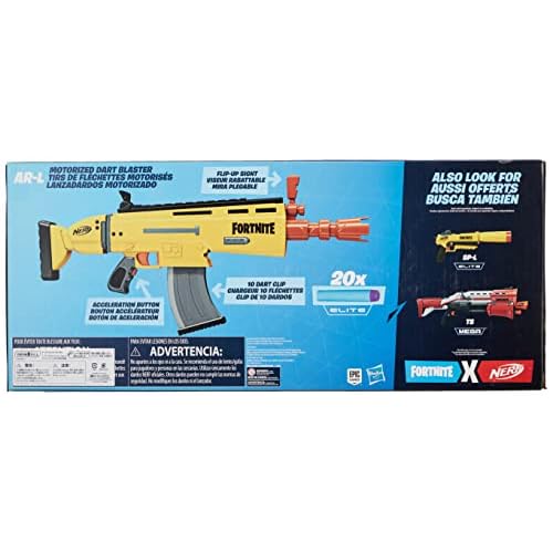 Fortnite AR-L Nerf Elite Dart Blaster - Motorized Toy Blaster, 20 Official Nerf Fortnite Elite Darts, Flip Up Sights - for Youth, Teens, Adults