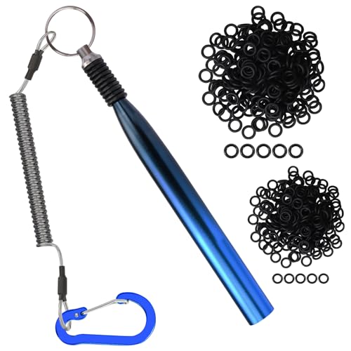 Blue Wacky Rig Fishing Tool Kit with Silicone O Rings for Bass Lures - 210 Pieces