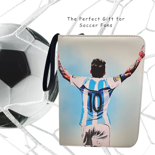 Soccer Card Binder 4-Pocket Version - Waterproof Trading Card Album with 55 Removable Sleeves & Zipper Closure
