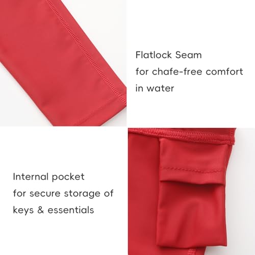 Kids Girls Boys Lined UPF 50+ Quick-Dry Stretch Swim Pants - Red / 14