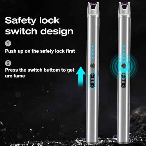 Luxgaze 3 Pack Electric Candle Lighter Rechargeable USB Lighters Flameless Windproof Plasma Arc Lighters with Safety Lock Long Lighter for Candle BBQ Camping Birthday Party