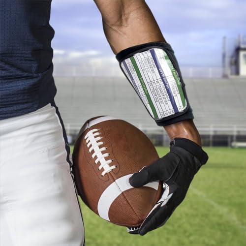 Football Quarterback Playbook Wristband with Triple Insert Holder - Large 6.5"