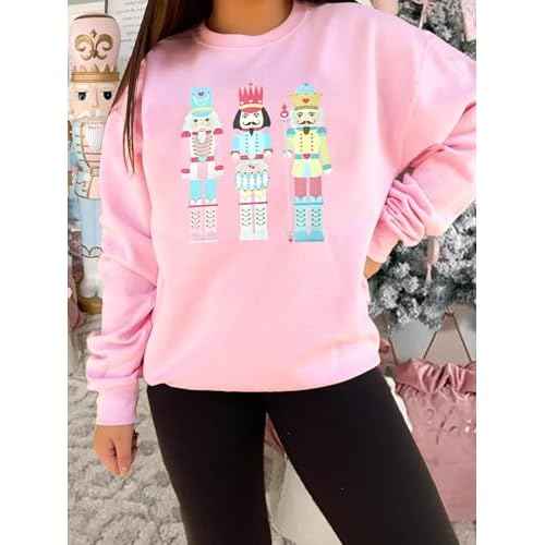 Women's Christmas Nutcracker Sweatshirt Crewneck Long Sleeve Shirt Xmas Holiday Pullover Tops