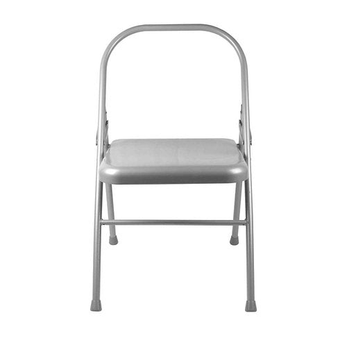 Yoga-Mad Yoga Chair | Reinforced Folding | Silver Steel | Supports Yoga Backbends, Twists, & Shoulder Stands