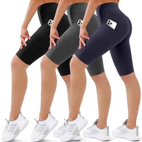 Women’s Tummy Control Bike Shorts Pack - Small-Medium Black, Grey, Navy