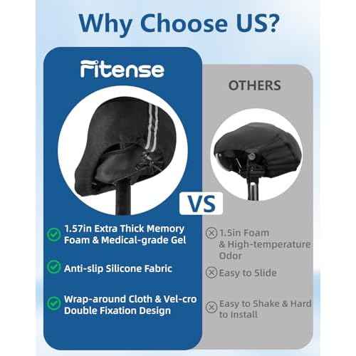 Bike Seat Cushion, Gel Padded Bike Seat Cover for Men Women, Extra Soft Exercise Bicycle Cushion Fit for Peloton, Spin Stationary Exercise, Cycling Bike with Adjustable Vel-co Secure