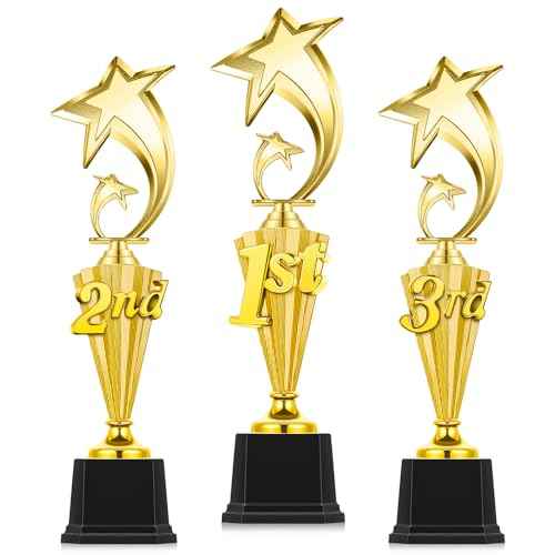 3 Pcs 3rd 2nd 1st Place Trophy First Place Plastic Trophy Award for Sports Tournament Funny Prize Cup for Football Soccer Competitions Reward Ceremony