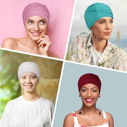 2 Pieces Chemo Headwear for Women, Soft Cancer Headwear Elastic Cancer Hat for Hair Loss