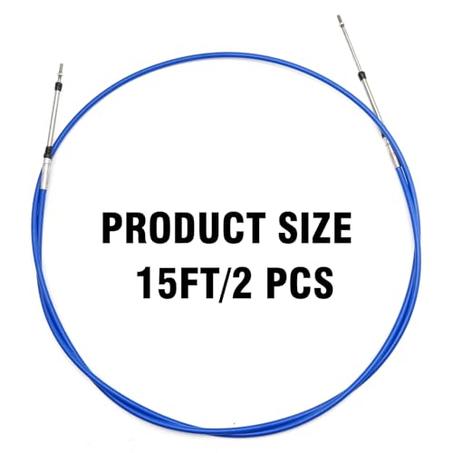Marine Throttle Shift Remote Control Cable 15FT for Yamaha Outboard Engines - Blue 2PCS