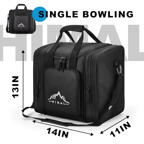 Himal Bowling Ball Bag with Padded Holder - Black, Fits Size 14 Shoes