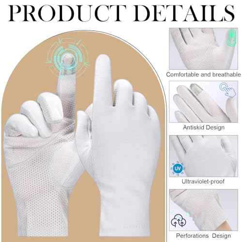 Leumoi 8 Pairs Women UV Gloves Sun Protection Women's Driving Cycling Touchscreen Sunblock Gloves