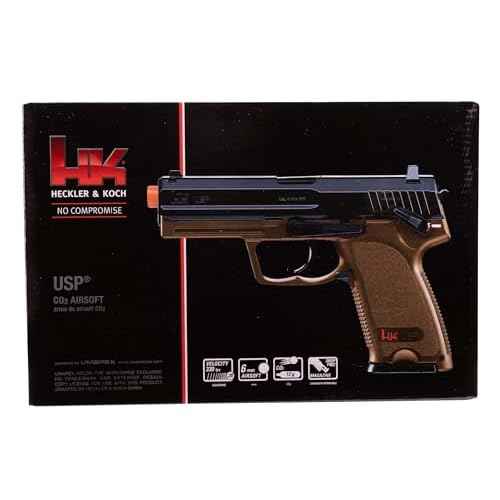 HK Heckler & Koch USP CO2 Powered 6mm BB Pistol Airsoft Gun, Standard Action, Dark Earth Brown