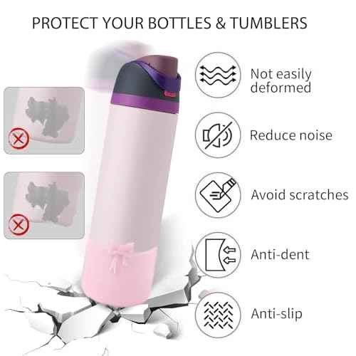 Glitter Bow Silicone Boot for Owala 32oz, Anti-Slip Protective Sleeve Bottom Bumper Protector for FreeSip, Twist, and Flip Stainless Steel Water Bottles Accessories, BPA Free