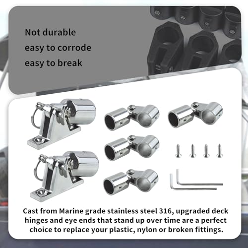 7/8 Inch Bimini Top Hardware Kit Stainless Steel Boat Fittings - Marine Grade