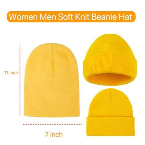 Halloween Yellow Beanie with Vintage Steampunk Goggles Knit Yellow Hat Punk Sunglasses Cosplay Set for Women Men