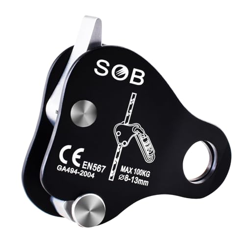 Climbing Descender Ascender Self-Locking Fall Protection Device Black 100kg