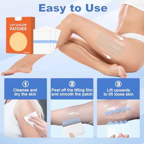 Thigh Lift Tape for Loose Skin, Waterproof Invisible Firming Patches for Legs, Reducing Thigh Friction, Lift and Patches Legs for Sagging Skin, Stomach, Arms, Body Tape for Women, 1BOX