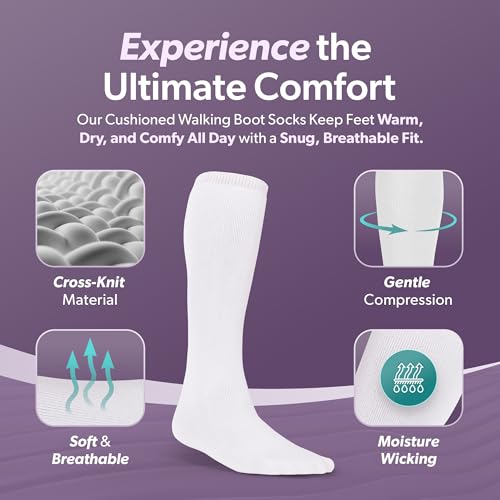 BraceAbility Walking Boot Sock Liners ? (1 Pair) Replacement Medical Tube Socks for Under Orthopedic, Air CAM Walkers, Fracture Boots, and Surgical Foot Cast Shoes for Men or Women (Tall Black)