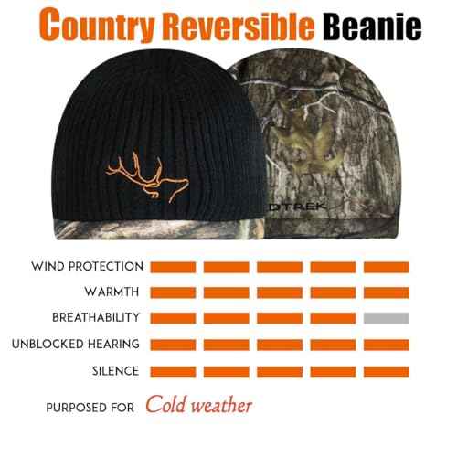 EDTREK Reversible Windproof Fleece Beanie Hat - Warm Winter Hat for Hunting Fishing Camping in Cold Weather