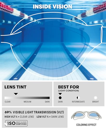 Unisex Swim Goggles Anti-Fog Light Comfort Blue Clear - Air-Soft Design