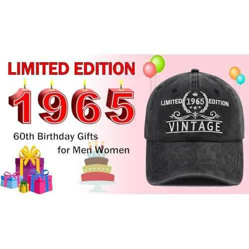 Goyklrb Limited Edition 1965 Baseball Hats for Men Women, Adjustable Cotton Embroidered 60th Birthday Baseball Cap