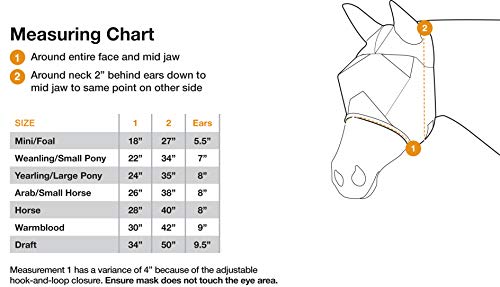 Horse Fly Mask with Long Nose and Ears - Large, Orange - Breathable UV Protection