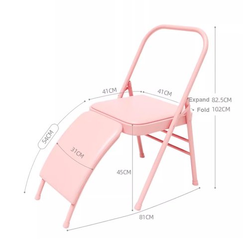 Foldable Yoga Auxiliary Chair for Adults, with a Load Capacity of 300 pounds, Iyengar Yoga Chair with Lumbar Support, Foldable Yoga Chair, Stable and Durable,Blue-with Lumbar Support