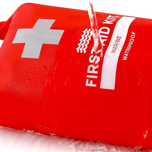 Marine Waterproof First Aid Kit with 100 Supplies for Boats and Water Activities