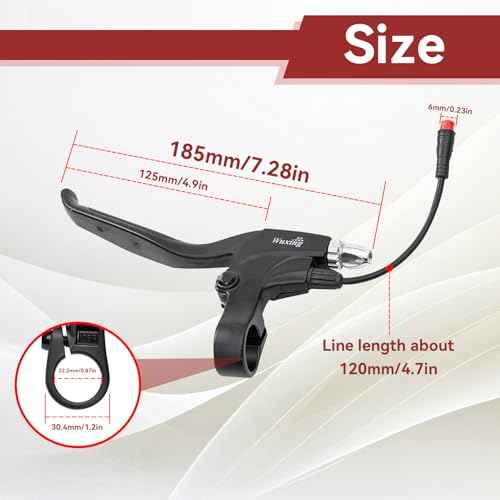 Waterproof 2 Wires Left & Right E-Bike Brake Lever, Electronic Brake Lever Handle Bar Grips E-Bike Replacement Parts for Electric Bicycle E-Bike Scooter