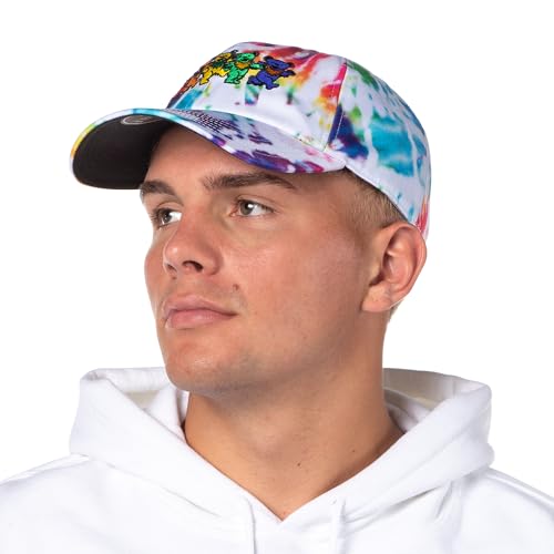Bioworld Grateful Dead Embroidered Dancing Bears Tie-Dye Adjustable Snapback Adult Dad Hat Cap OSFM Multicolored