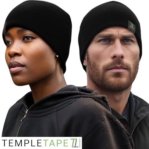 Temple Tape Tactical Fleece Watch Cap Beanie Black One Size - Winter Skull Hat for Men and Women