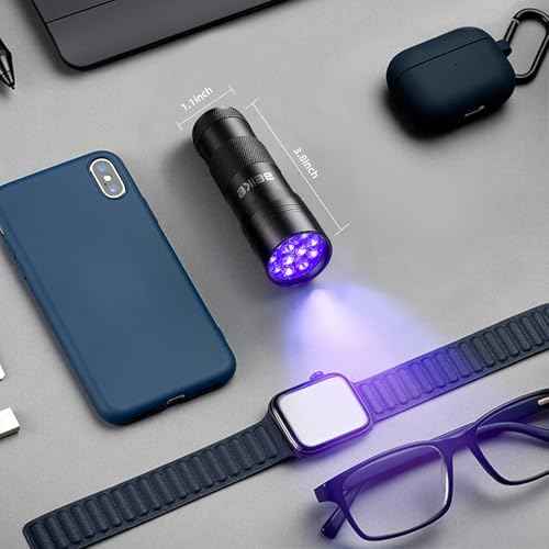 BEIKE UV Blacklight Flashlights, 12 LED 395nm Ultraviolet Blacklight (2 PCS) ? Mini Portable UV Detector for Dog Urine, Pet Urine Detector Light for Stains, Bed Bugs, Resin Curing£¬Scorpions Finder