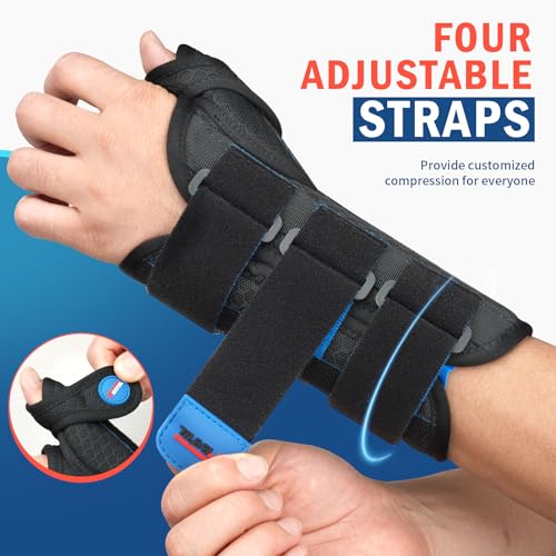 FEATOL 2-Pack Thumb Spica Splints for Left & Right Hand, Wrist Support, M/L, Black Blue