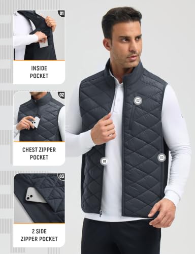 Men's Puffer Vest Outerwear - Light Weight Golf Winter Jacket X-Large Dark Gray