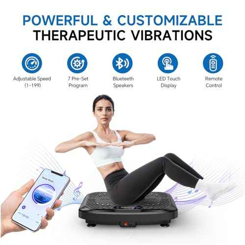 Vibration Plate Exercise Machine Weight Loss, Full Body Workout Vibration Plate Lymphatic Drainage, 199 Adjustable Speeds Power Shaping Vibrating Plate 450 Lbs Capacity Fitness Platform