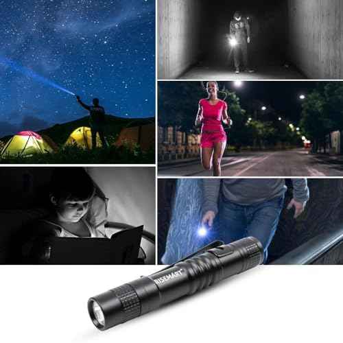 RISEMART Super Small Mini Flashlight AAA 100 Lumens Ultra Bright LED Pen Light Pocket Clip Tactical Torch Lamp(3.5" Purple)