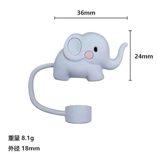Elephant Straw Cover for Stanley 40&30 Oz Cup, 10mm Silicone Straw Covers Cap for Stanley Cup Accessories, Cute Topper for Tumblers, Cap Stopper for Reusable Straws Tip Lids£¨DM530£©