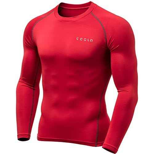TSLA Men's Thermal Long Sleeve Compression Shirts, Athletic Base Layer Top, Winter Gear Running T-Shirt