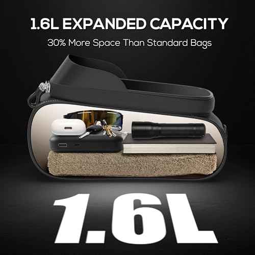 VARUN Bike Frame Bag with Touchscreen Window, Waterproof Phone Tube Bag, 1.6L Shockproof Top Tube Storage Pouch, Quick-Access Zipper, Fits Smartphones up to 7¡±
