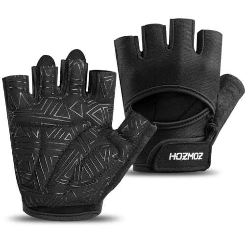 Ventilated Weight Lifting Gloves, Thick Padded Workout Gym Gloves with Full Palm Protection & Grip & Shock Absorption for Women & Men's Fitness Exercise Training