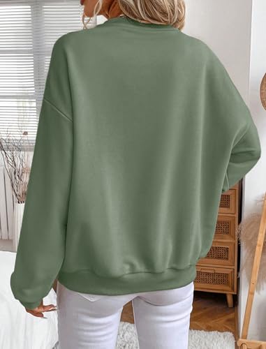 Green Oversized Crewneck Sweatshirt for Women - Large