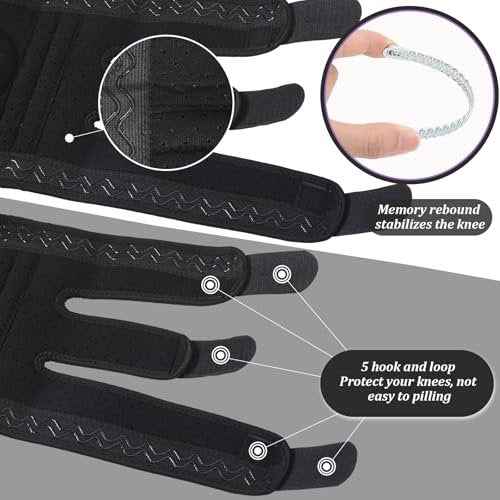 1 Pcs Kids Knee Brace with Side Stabilizers Patella Gel Pads Adjustable Straps Youth Child Knee Brace Support for Meniscus Tear Sports, Meniscus Tear (Black)