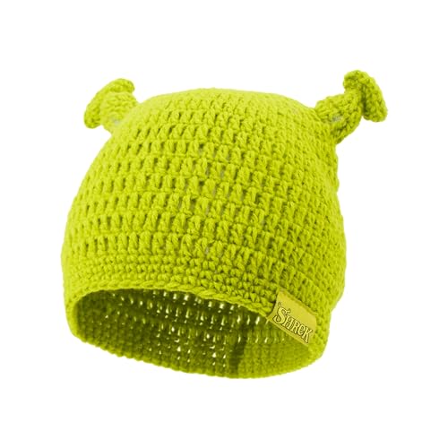 Shrek Beanie Hat - Green Knit Winter Cap with 3D Ears, One Size