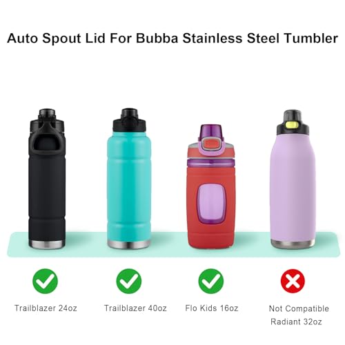 Auto Spout Lid for Bubba Trailblazer 24 32 40 oz & Bubba Flo Kids 16 oz Water Bottles - Replacement Cap (2 pcs) - Variation 2