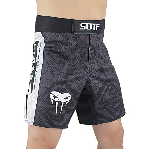 Men's MMA Boxing Shorts - Dark Gray, Medium, Fight & BJJ No Gi Shorts